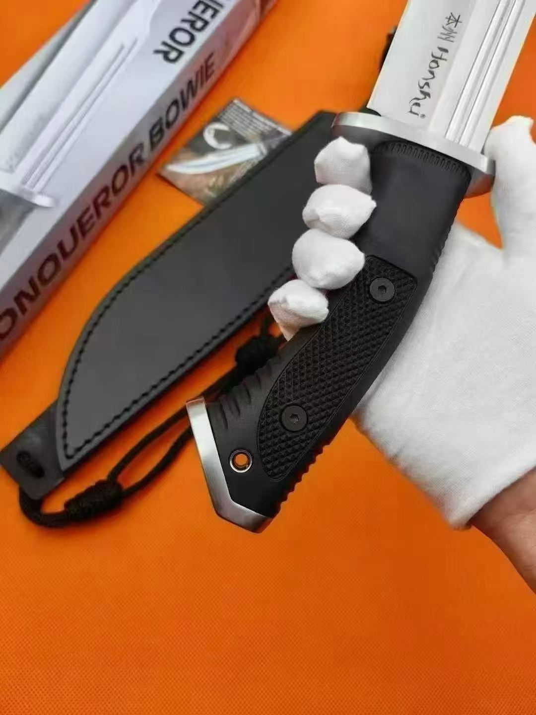 16'' New 7Cr13MoV High-Chrome Steel Blade TPR Handle Camping Outdoor Utility Tactics Hunting Knife UC3321