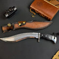 14'' New AUS-10 Steel Blade Ebony Handle Camping Outdoor Utility Tactics Hunting Knife
