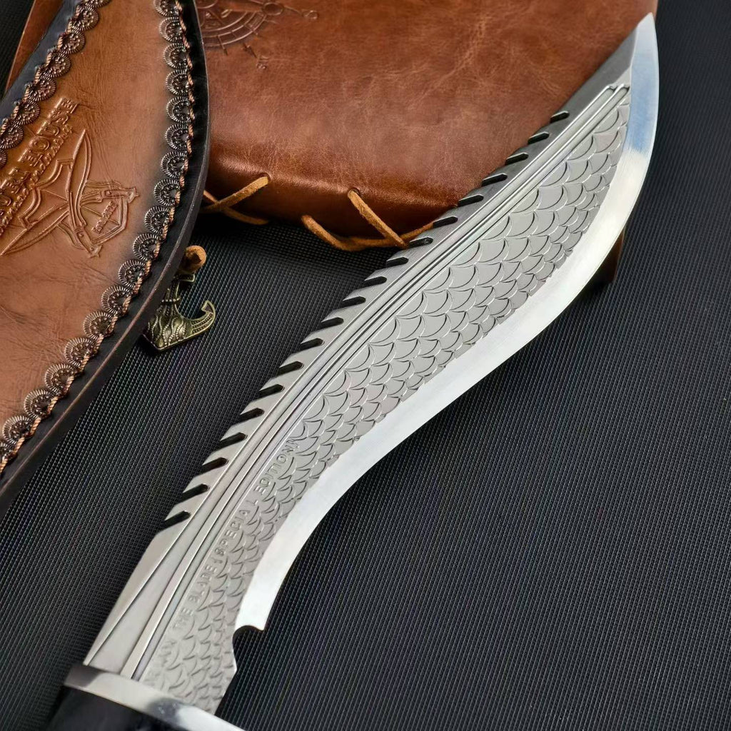 14'' New AUS-10 Steel Blade Ebony Handle Camping Outdoor Utility Tactics Hunting Knife