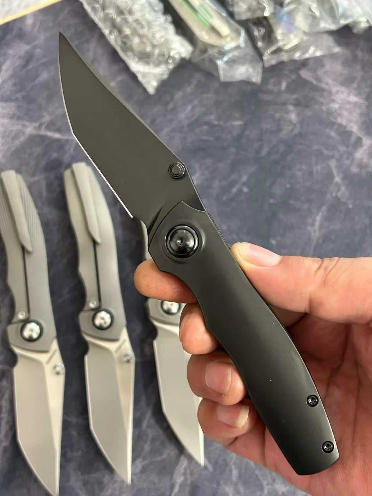 7.28" New Fast Opening 10Cr15CoMoV Steel Blade Full T4C Titanium Handle Pocket Camping Utility Folding Knife