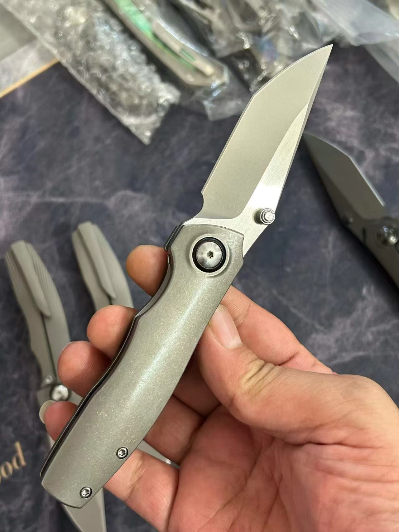 7.28" New Fast Opening 10Cr15CoMoV Steel Blade Full T4C Titanium Handle Pocket Camping Utility Folding Knife