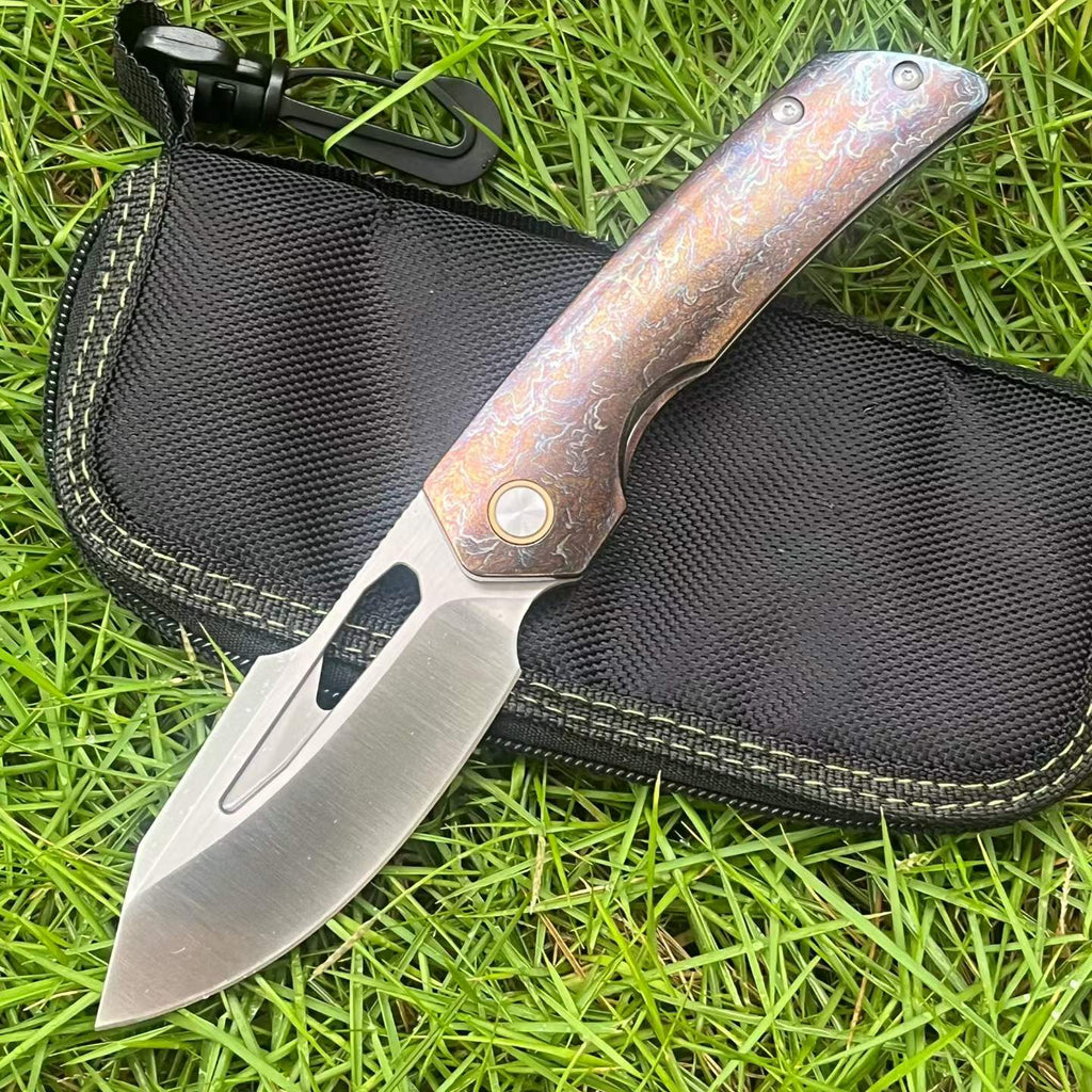 8'' New Fast Opening M390 Steel Blade Full T4C Titanium Handle Pocket Camping Utility Folding Knife VTF160