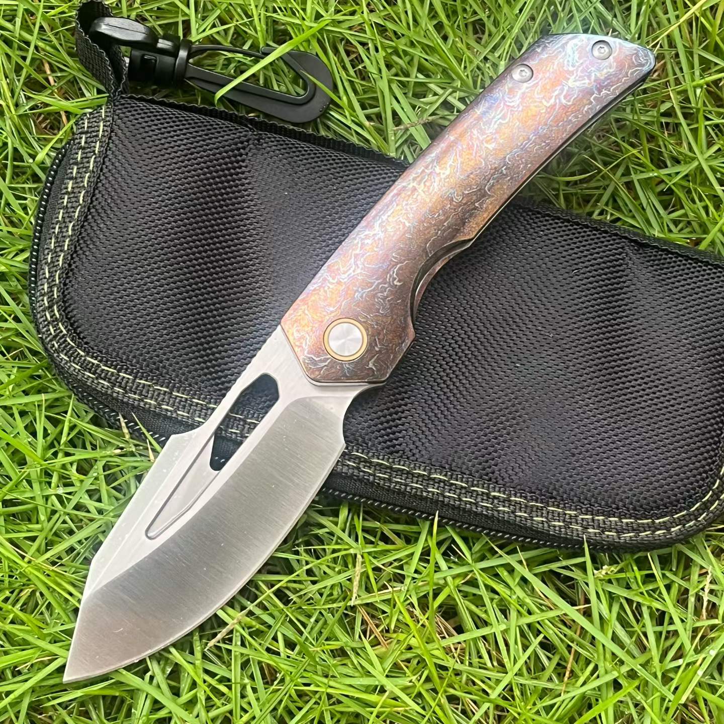 8'' New Fast Opening M390 Steel Blade Full T4C Titanium Handle Pocket Camping Utility Folding Knife VTF160