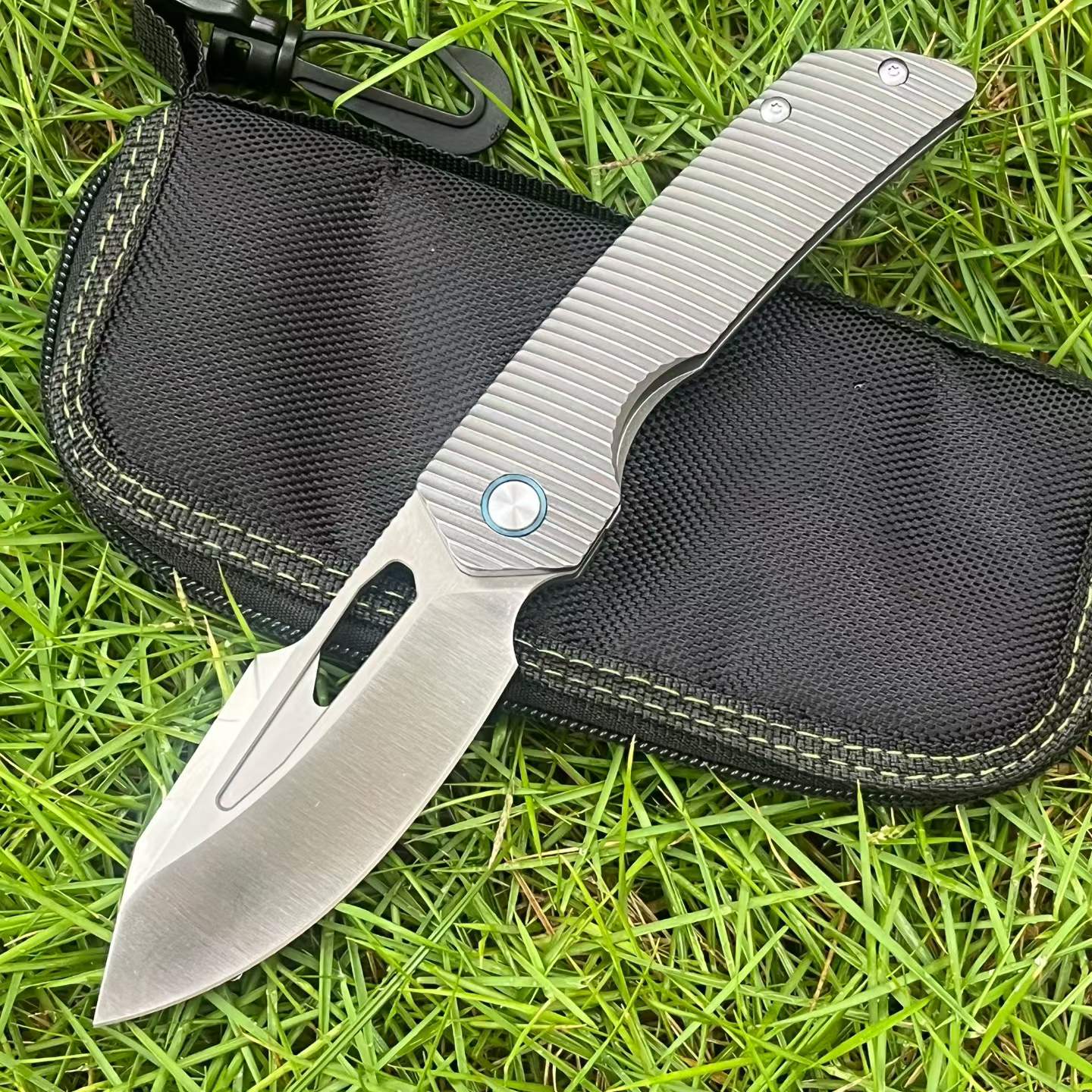 8'' New Fast Opening M390 Steel Blade Full T4C Titanium Handle Pocket Camping Utility Folding Knife VTF160