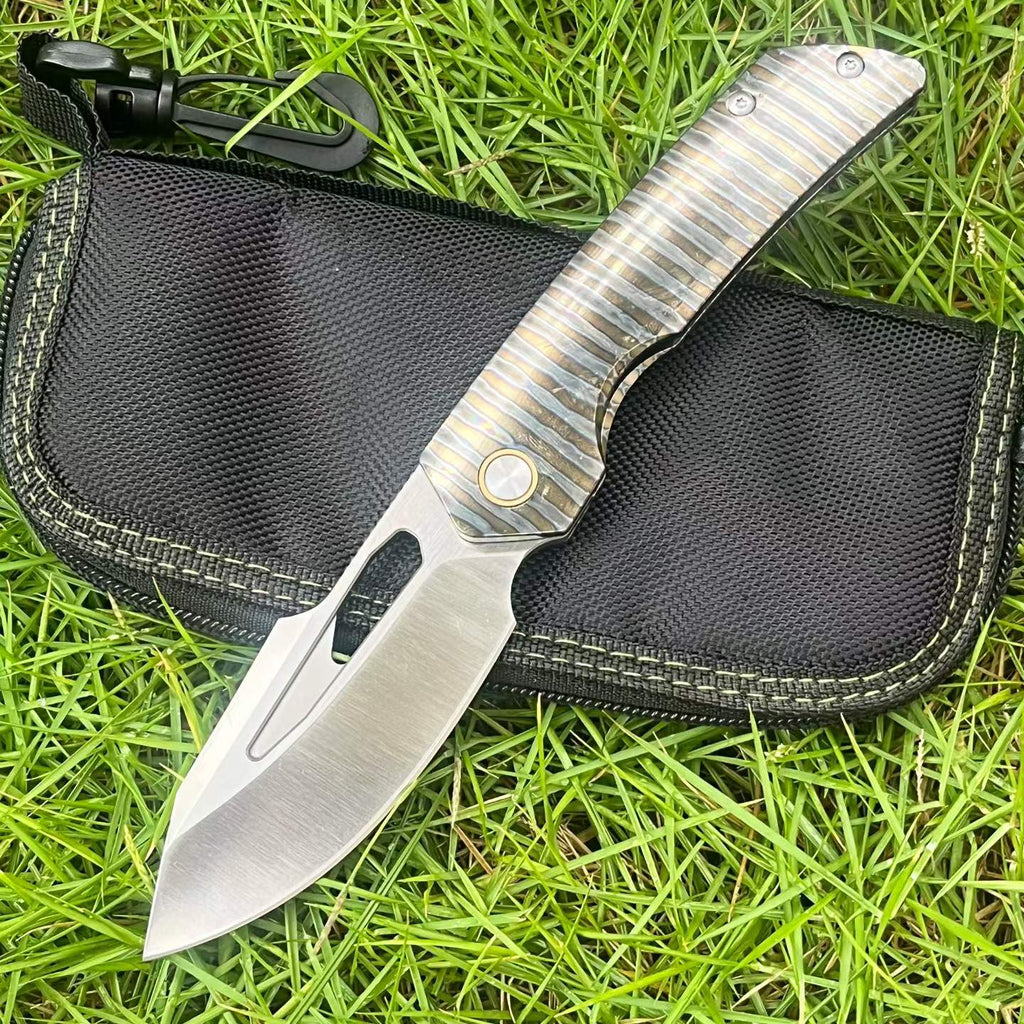 8'' New Fast Opening M390 Steel Blade Full T4C Titanium Handle Pocket Camping Utility Folding Knife VTF160