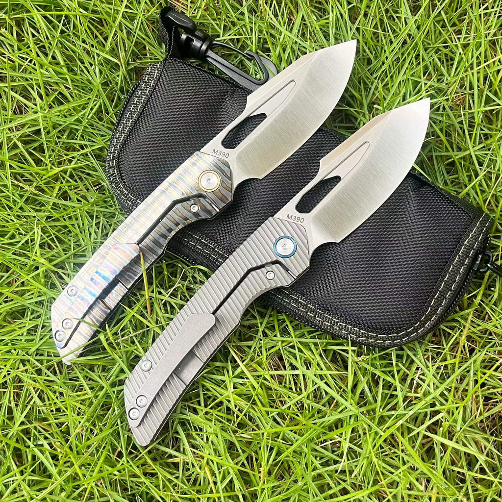 8'' New Fast Opening M390 Steel Blade Full T4C Titanium Handle Pocket Camping Utility Folding Knife VTF160
