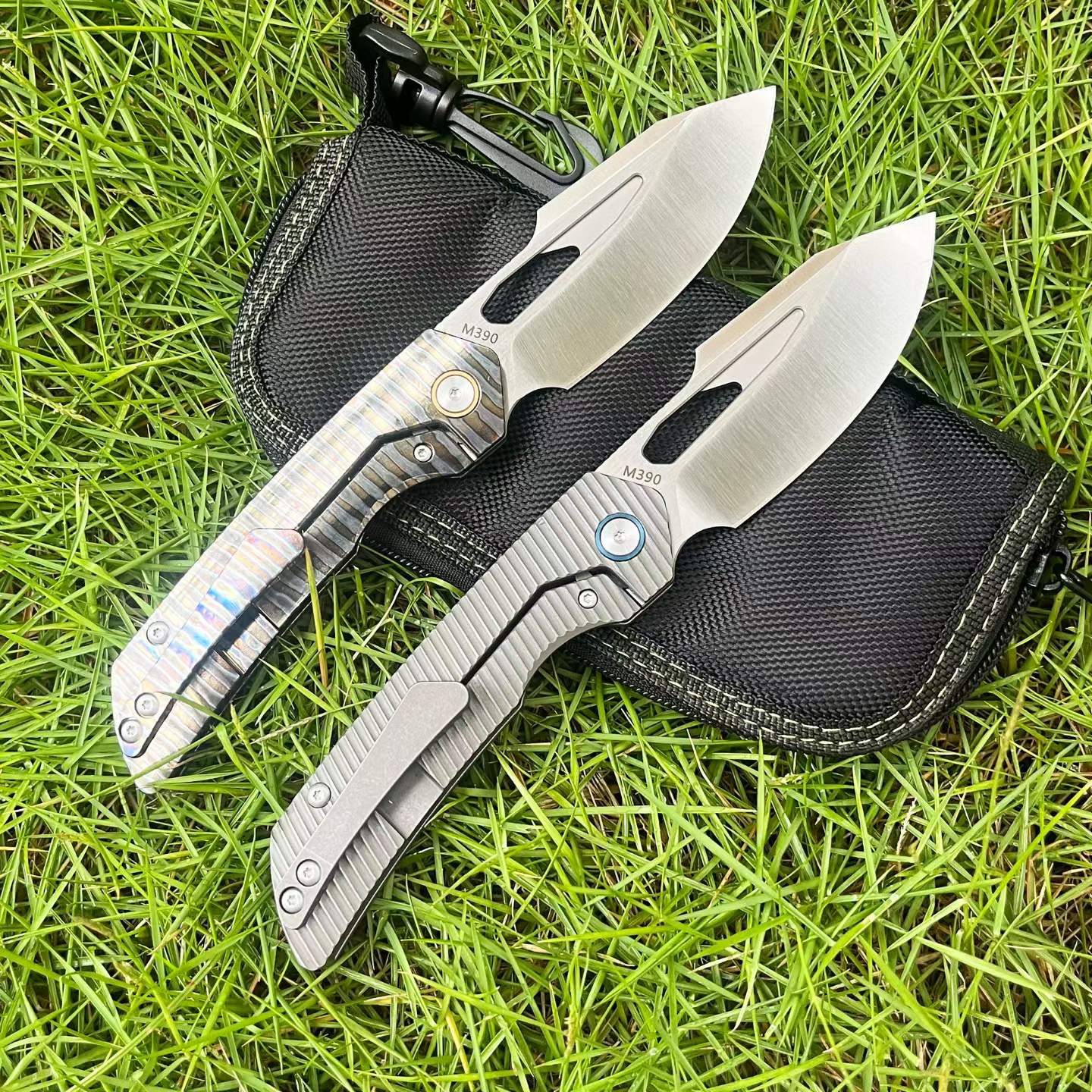 8'' New Fast Opening M390 Steel Blade Full T4C Titanium Handle Pocket Camping Utility Folding Knife VTF160