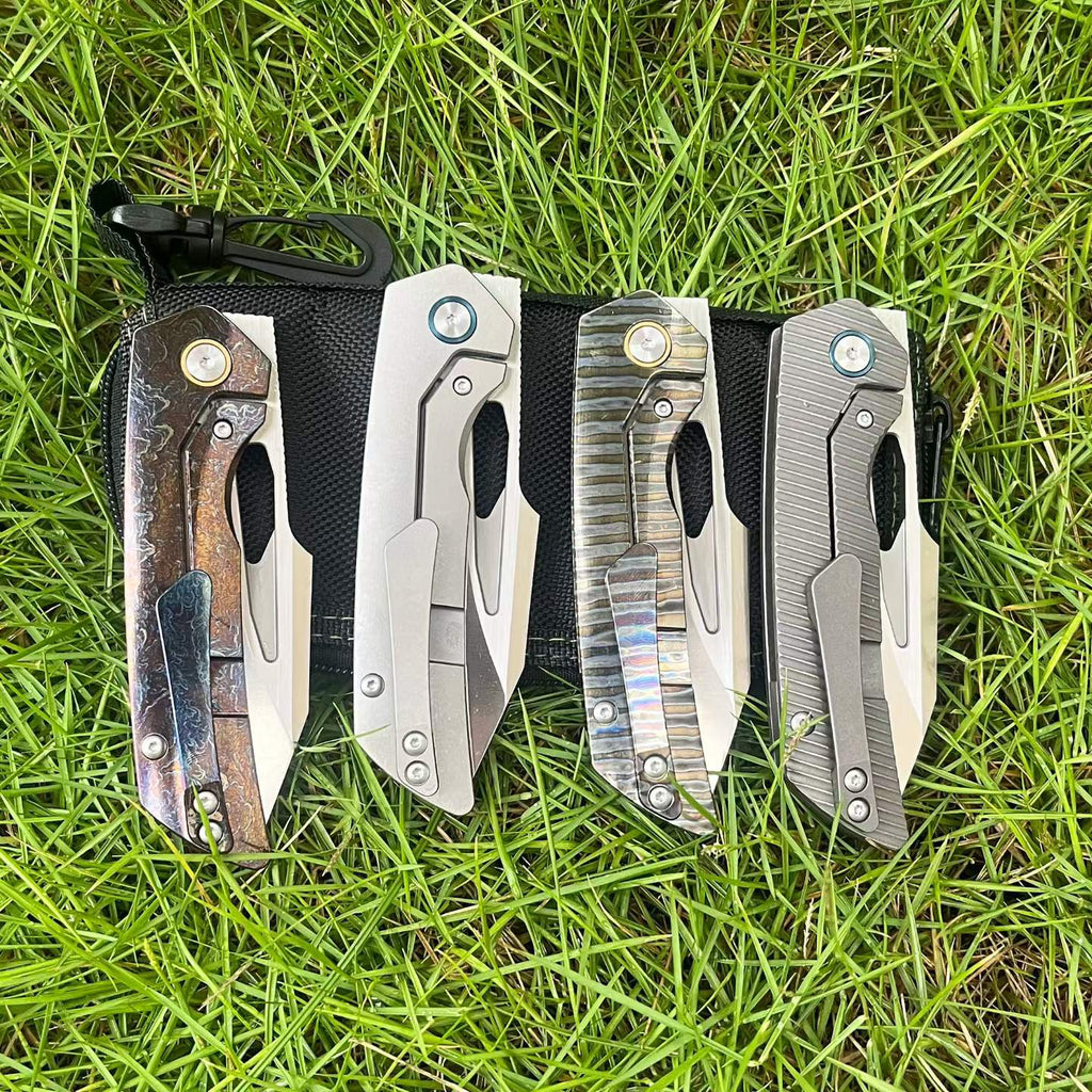 8'' New Fast Opening M390 Steel Blade Full T4C Titanium Handle Pocket Camping Utility Folding Knife VTF160