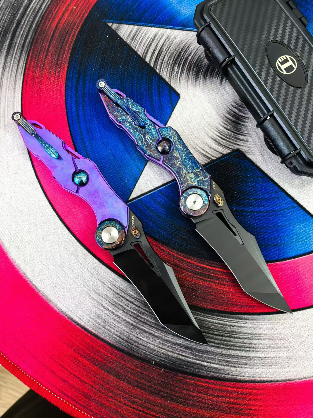 9‘’ New Fast Opening M390 Steel Blade Full T4C Titanium Handle Pocket Camping Utility Folding Knife