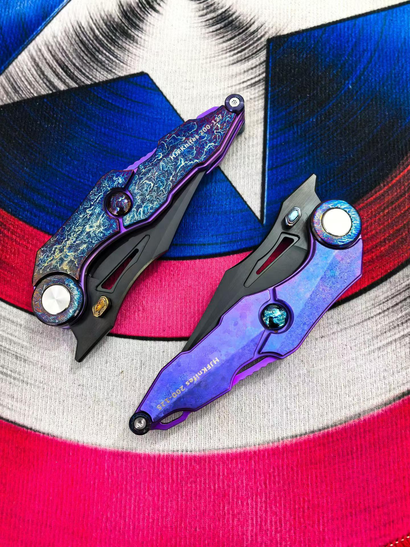 9‘’ New Fast Opening M390 Steel Blade Full T4C Titanium Handle Pocket Camping Utility Folding Knife