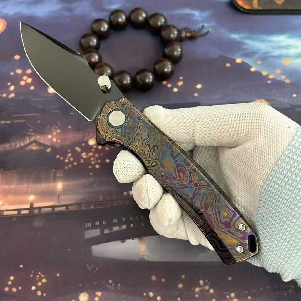 8.5'' New VG10 Blade Full T4C Titanium Handle  Camping Outdoor  Folding Knife VTF63