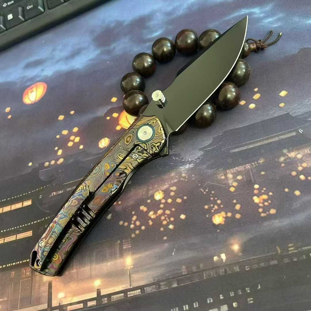 8.5'' New VG10 Blade Full T4C Titanium Handle  Camping Outdoor  Folding Knife VTF63