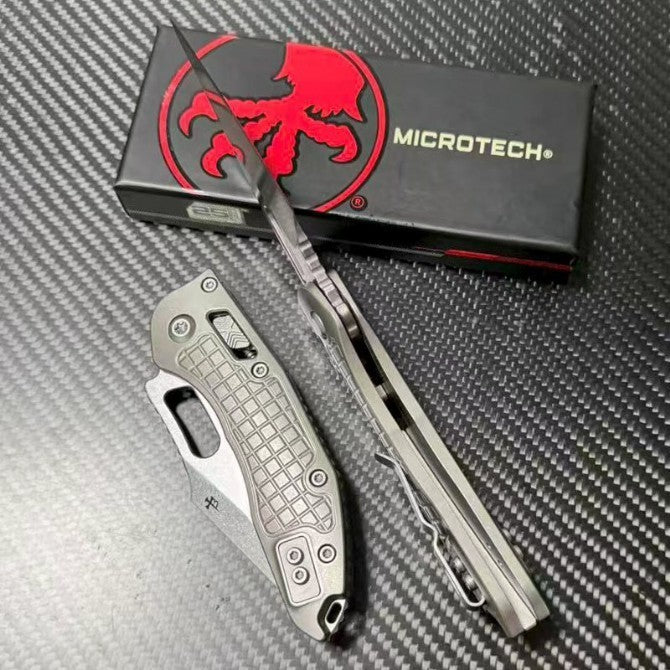 8.5'' New Stone Wash M390 Blade Full T4C Titanium Handle  Outdoor Folding Knife VTF64