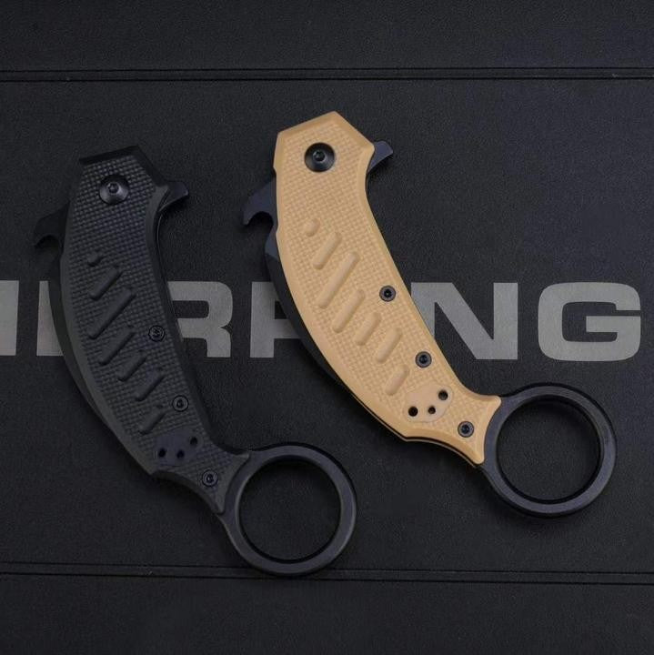 7''New Fast Opening N690 Blade Fiberglass Handle Folding Karambit Claw Knife C08