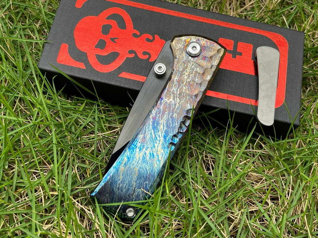 7'' New Folding Knife M390 Blade Full T4C Titanium Handle e Camping Knife VTF95B