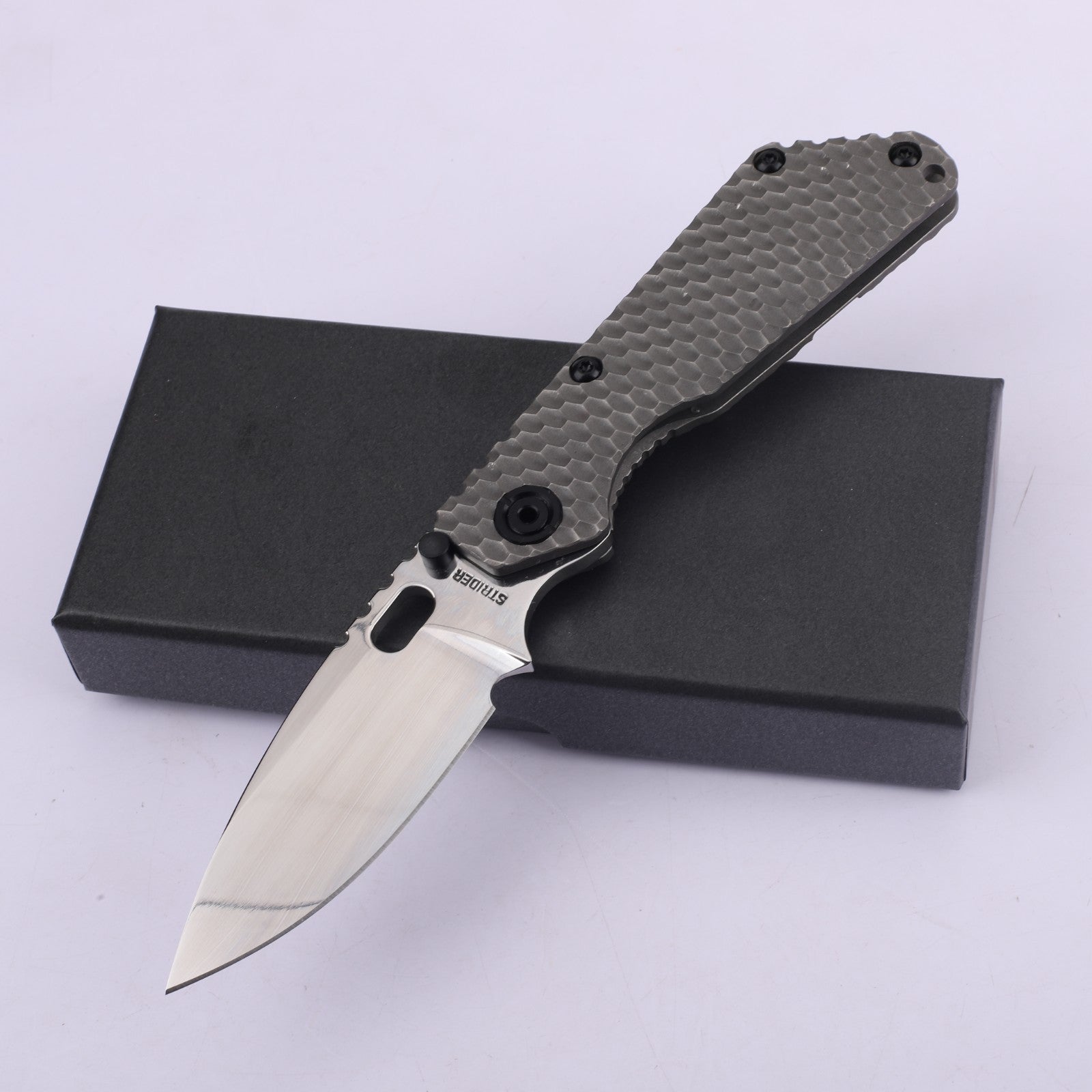 8'' New Mirror Light D2 Blade Full Full T4C Titanium Handle  Folding Camping Knife DF174
