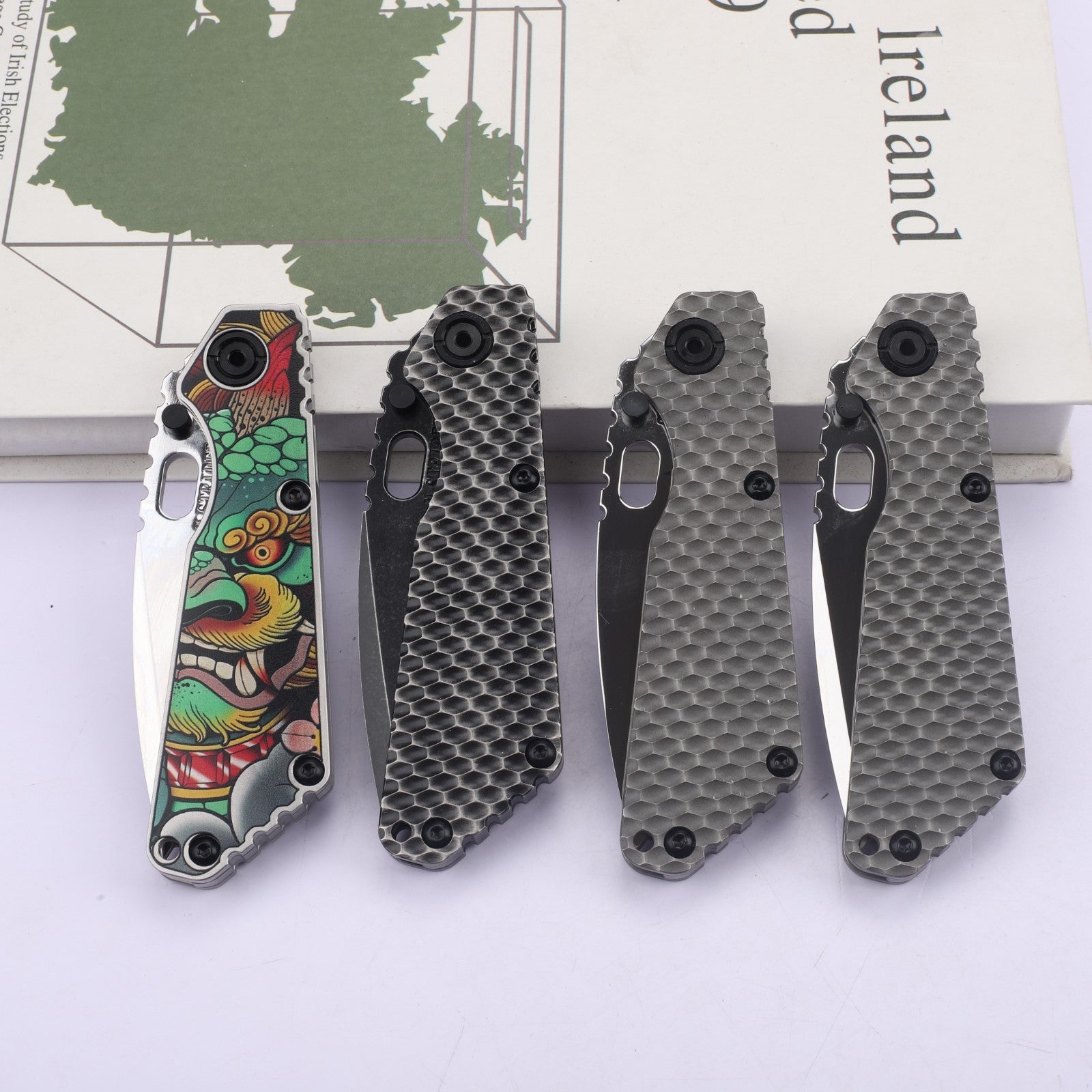 8'' New Mirror Light D2 Blade Full Full T4C Titanium Handle  Folding Camping Knife DF174