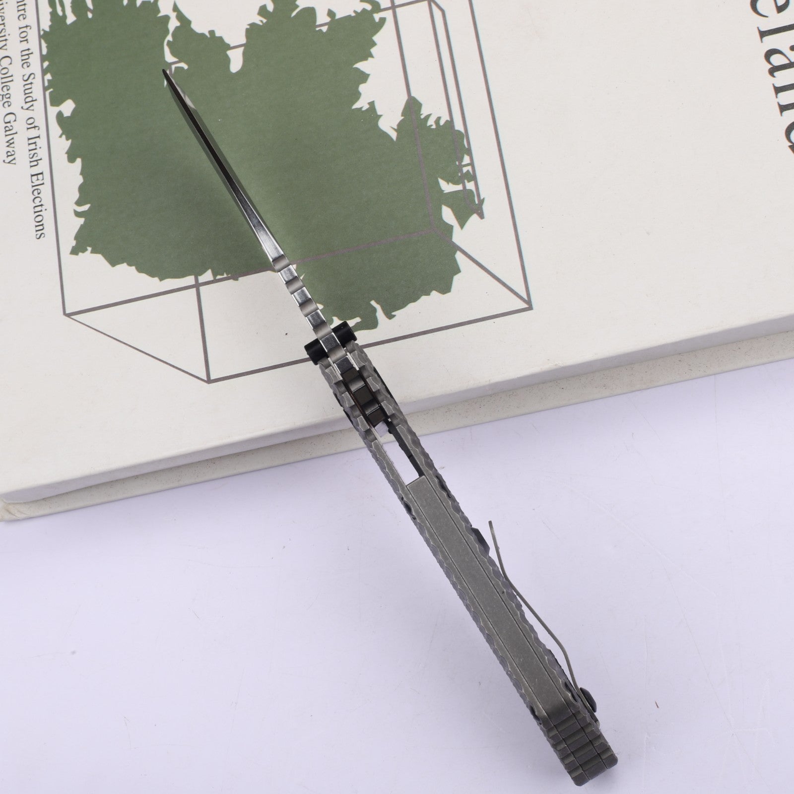 8'' New Mirror Light D2 Blade Full Full T4C Titanium Handle  Folding Camping Knife DF174