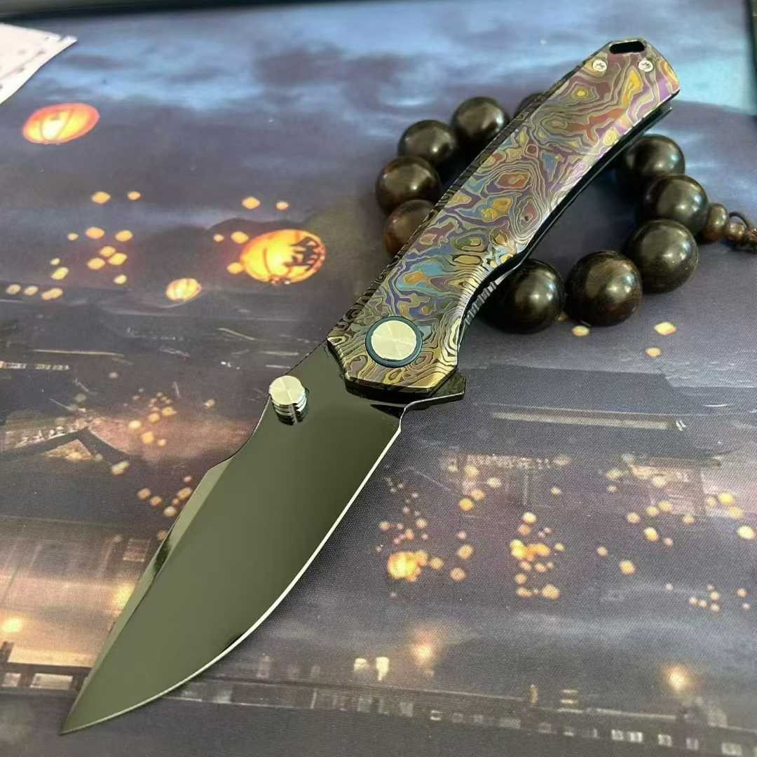 8.5'' New VG10 Blade Full T4C Titanium Handle  Camping Outdoor  Folding Knife VTF63