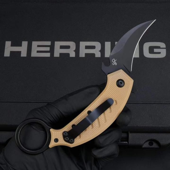 7''New Fast Opening N690 Blade Fiberglass Handle Folding Karambit Claw Knife C08