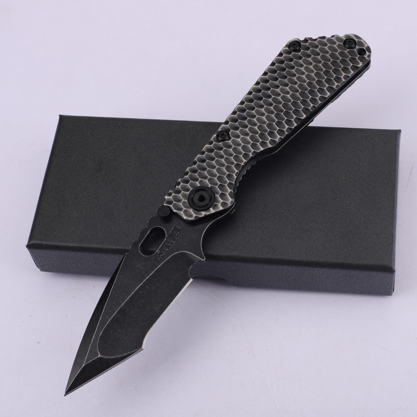 8'' New Mirror Light D2 Blade Full Full T4C Titanium Handle  Folding Camping Knife DF174