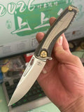 9'' New M390 Blade T4C inlaid  Carbon Fiber Outdoor  Folding Knife VTF89