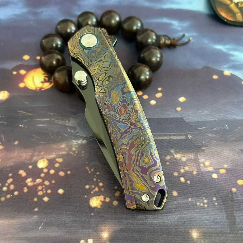 8.5'' New VG10 Blade Full T4C Titanium Handle  Camping Outdoor  Folding Knife VTF63
