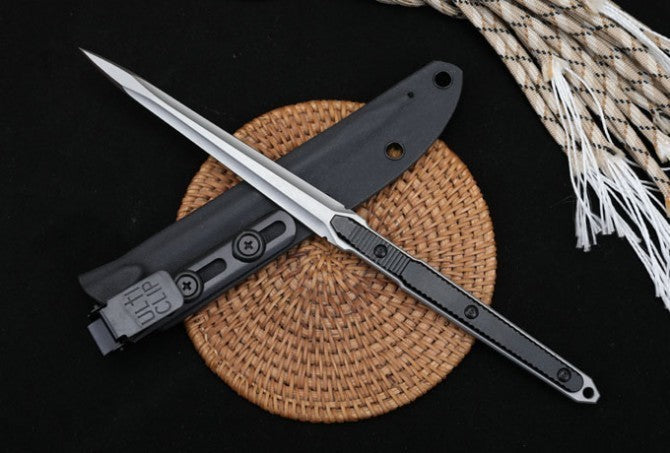 New DoubleEdge 440C Blade AluminumHandle Tactics Boot Dagger Hunting Knife VTH68