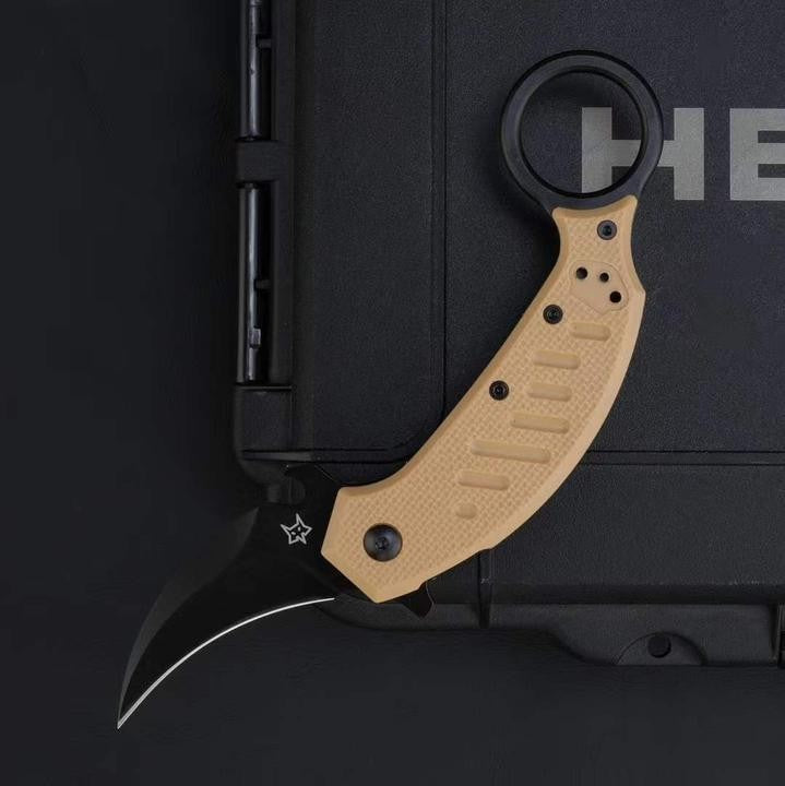 7''New Fast Opening N690 Blade Fiberglass Handle Folding Karambit Claw Knife C08