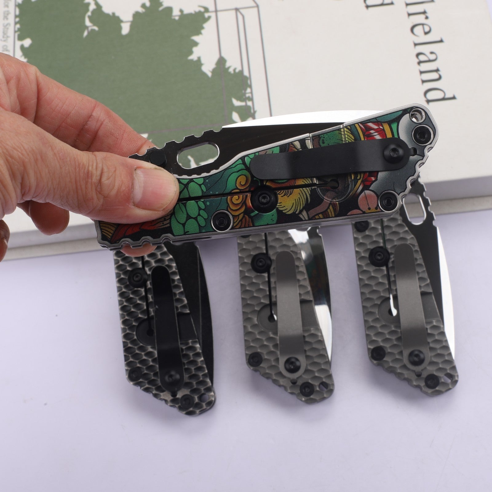 8'' New Mirror Light D2 Blade Full Full T4C Titanium Handle  Folding Camping Knife DF174