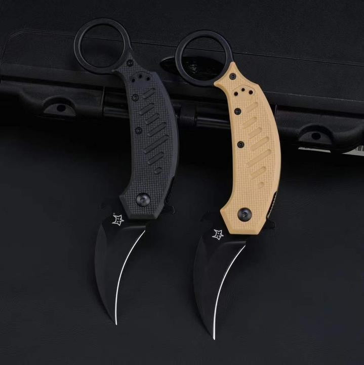7''New Fast Opening N690 Blade Fiberglass Handle Folding Karambit Claw Knife C08