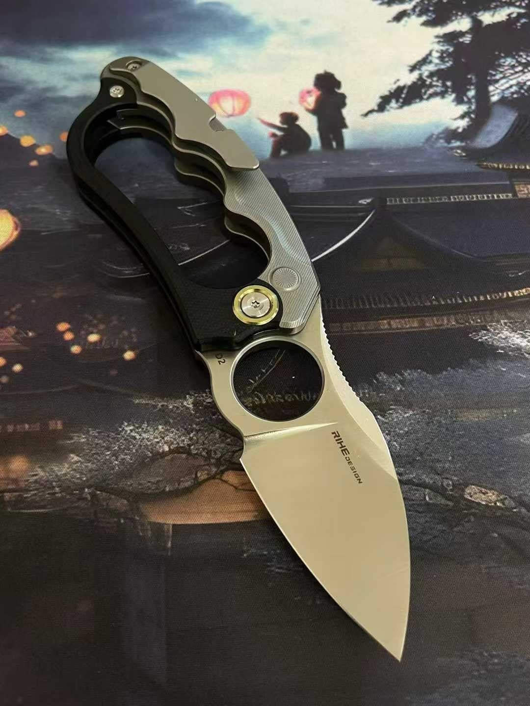 New Manual Folding Knife D2 Steel Blade T4C Alloy + G10 Handle PocketKnife