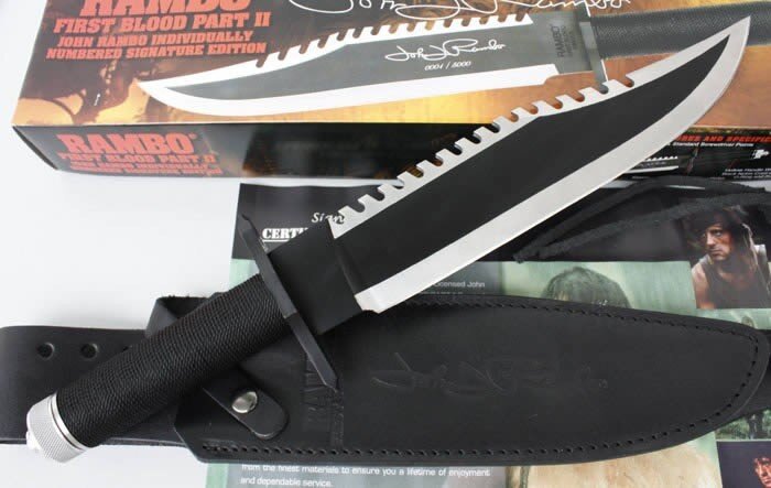15'' New Rambo 2 Hand signed version Camping Tactics Hunting Knife VTH38B