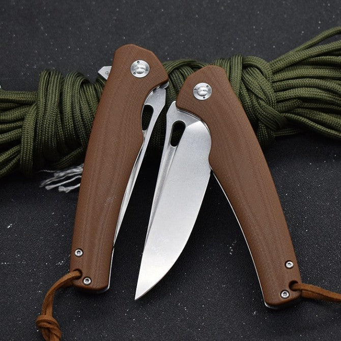 8'' New Fast Opening M390 Blade Flax Handle Pocket  DF01