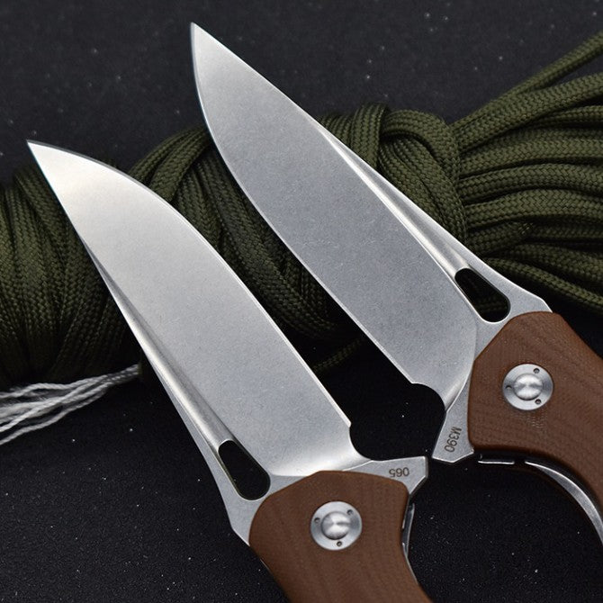 8'' New Fast Opening M390 Blade Flax Handle Pocket  DF01
