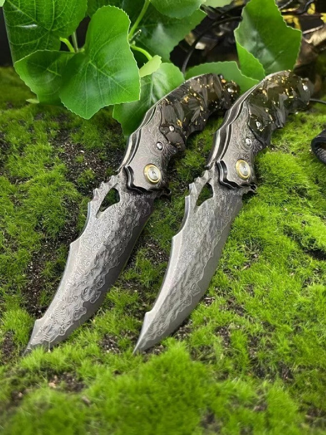 Damascus Blade Pocket Camping Collection Outdoor Folding Knife VTF58