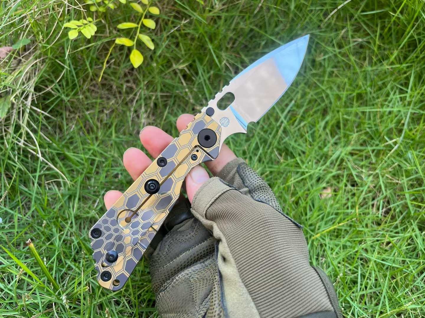 8'' New FoldingKnife Mirror Light D2 Blade Full T4C Titanium Handle Outdoor Utility PocketKnife DF11