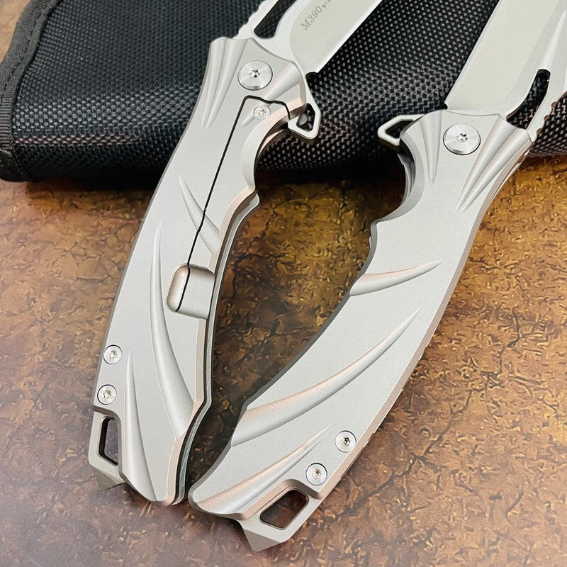 New Folding Knife M390 Blade Full T4C Titanium Handle Pocket Camping Utility Outdoor Knife VTF197