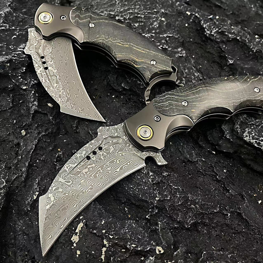 New VG10 Damascus Blade Wood Handle Collection Outdoor Folding Knife C02