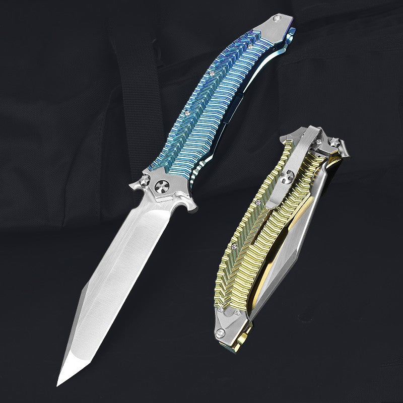 11" New Manual Folding Knife VGA10 Blade Full T4C Titanium HandlePocket Camping Utility Knife VTF128