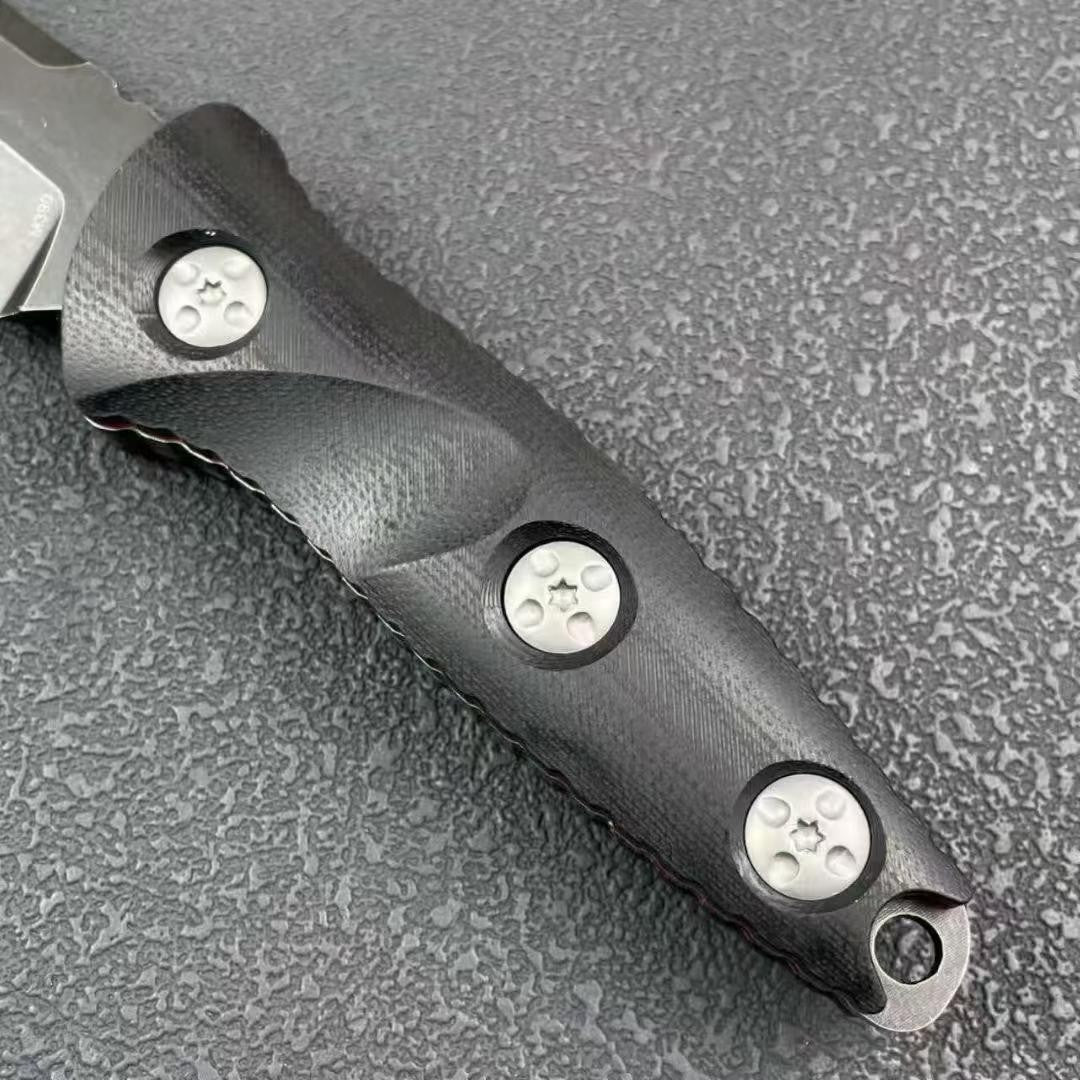 New M390 Steel Stone Wash 4MM Blade G10 Handle Full Tang Camping Knife VTH74B