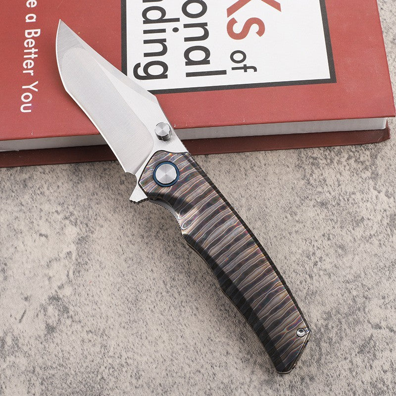 New CNC VG10 Steel Blade Full T4C Titanium Handle Pocket Camping Collection Utility Folding Knife VTF25