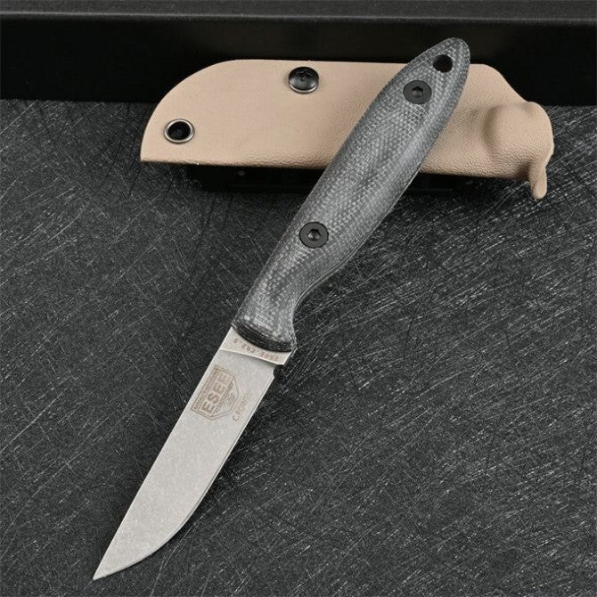 7'' New Stone Wash DC53 Fixed Blade Flax Handle camping Outdoor Tool Knife VTH54