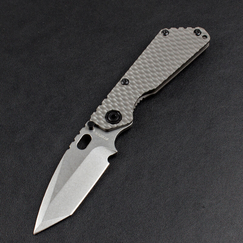 8.5'' New CNC Stone Wash D2 Blade Full T4C Titanium Handle Folding Camping Utility Pocket Knife DF89
