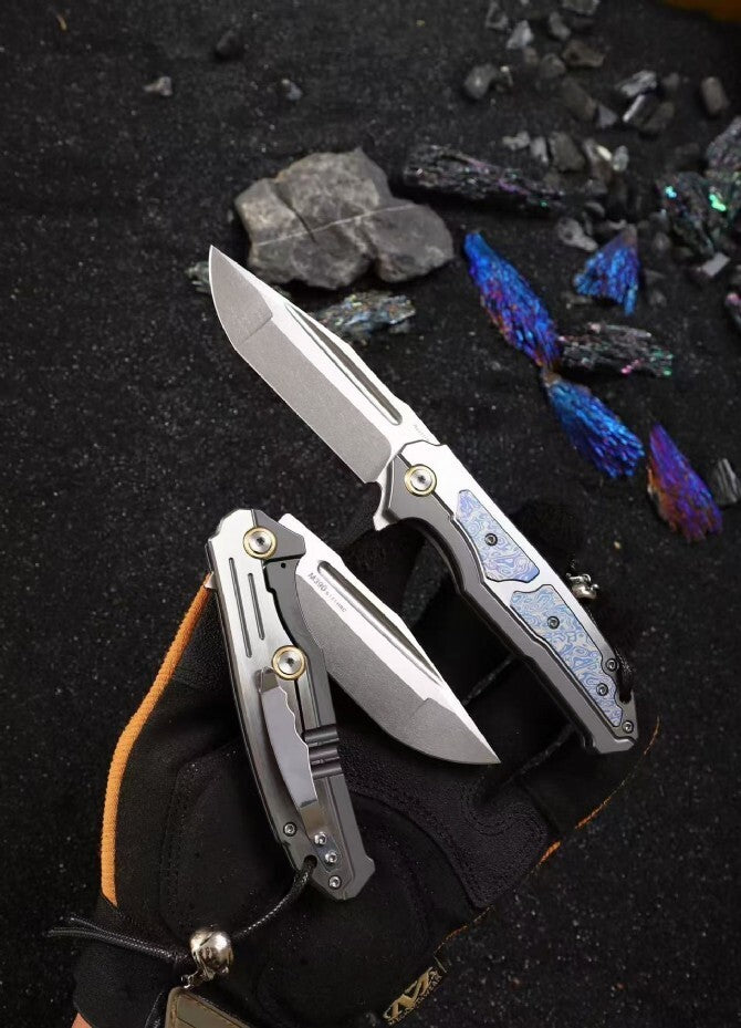 8'' New M390 Blade 420Z2 Steel Handle Folding Camping Outdoor Tool Knife VTF20