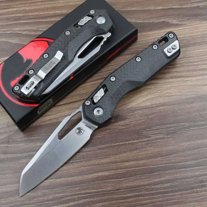9''New CNC StoneWash M390 Blade Carbon Fibre Handle Camping Folding Knife VTF66