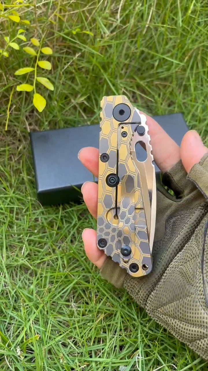 8'' New FoldingKnife Mirror Light D2 Blade Full T4C Titanium Handle Outdoor Utility PocketKnife DF11