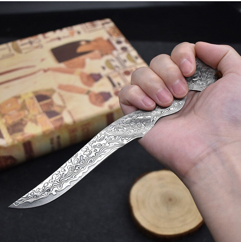 New Damascus Fixed Blade Sexy Portrait Handle Full Tang Collection Knife VTH83