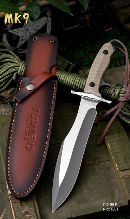 New Rambo Fixed Blade 9Cr18Mov Steel G10 Handle Camping Outdoor Utility Tool MK9