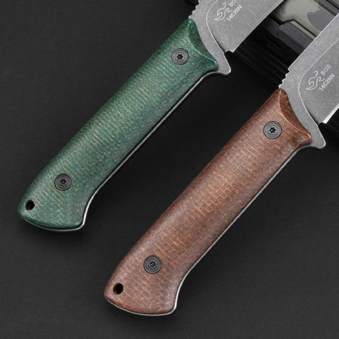 9'' New Stone Wash 14C28N Blade Linen Handle Camping Outdoor Tool Knife VTH72
